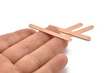 Copper Oval Charm, 6 Raw Copper Stamping Blanks, Copper Necklace Bar Charms With 2 Holes, Long Bar Pendants (48x5x0.80mm) M03251