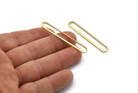 Brass Oval Charm, 6 Raw Brass Oval Rings, Connectors (50x7x0.80mm) M03231