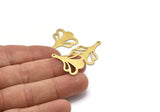 Brass Leaf Charm, 8 Textured Raw Brass Leaf Charms With 1 Hole, Findings (25x21x0.80mm) M03280