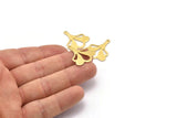Brass Leaf Charm, 8 Textured Raw Brass Leaf Charms With 1 Hole, Findings (25x21x0.80mm) M03277