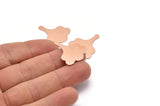 Copper Leaf Blank, 8 Raw Copper Flower Blanks, Findings (25x21x0.80mm) M03288