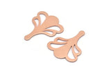 Copper Leaf Blank, 8 Raw Copper Flower Blanks, Findings (25x21x0.80mm) M03287