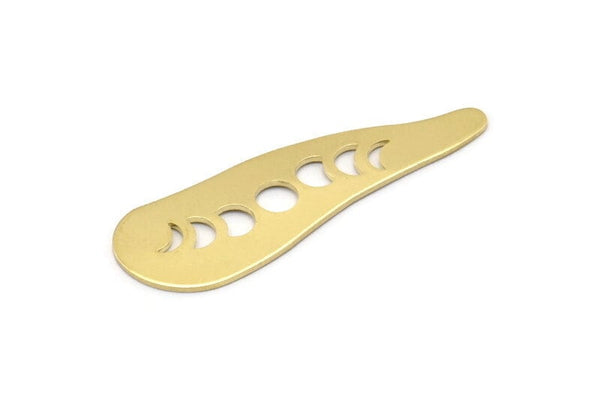 Brass Irregular Blank, 6 Raw Brass Moon Phases Patterned Irregular Shaped Stamping Blanks, Earring Findings (43x14x0.80mm) M03301