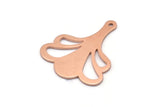 Copper Leaf Charm, 8 Raw Copper Flower Charms With 1 Hole, Findings (25x21x0.80mm) M03291