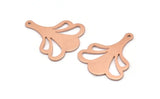 Copper Leaf Charm, 8 Raw Copper Flower Charms With 1 Hole, Findings (25x21x0.80mm) M03291