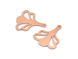 Copper Leaf Charm, 8 Raw Copper Flower Charms With 1 Hole, Findings (25x21x0.80mm) M03291