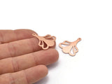 Copper Leaf Charm, 8 Raw Copper Flower Charms With 1 Hole, Findings (25x21x0.80mm) M03291