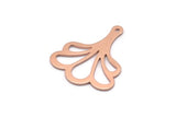 Copper Leaf Charm, 8 Raw Copper Flower Charms With 1 Hole, Findings (25x21x0.80mm) M03292