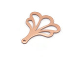 Copper Leaf Charm, 8 Raw Copper Flower Charms With 1 Hole, Findings (25x21x0.80mm) M03292