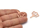 Copper Leaf Charm, 8 Raw Copper Flower Charms With 1 Hole, Findings (25x21x0.80mm) M03292