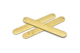Brass Oval Charm, 6 Hammered Raw Brass Stamping Blanks, Brass Necklace Bar Charms With 1 Hole, Long Bar Pendants (50x7x0.80mm) M03314