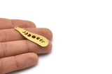 Brass Irregular Charm, 6 Textured Raw Brass Moon Phases Patterned Irregular Shaped Charms With 1 Hole, Findings (43x14x0.80mm) M03305