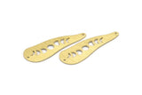 Brass Irregular Charm, 6 Textured Raw Brass Moon Phases Patterned Irregular Shaped Charms With 2 Holes, Findings (43x14x0.80mm) M03306