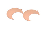Copper Moon Charm, 4 Raw Copper Crescent Moon Charms With 1 Loop, Stamping Blanks, Findings (37x15x0.80mm) M03112