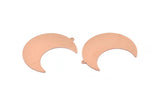 Copper Moon Charm, 4 Raw Copper Crescent Moon Charms With 1 Loop, Stamping Blanks, Findings (37x15x0.80mm) M03112