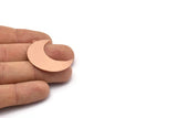 Copper Moon Charm, 4 Raw Copper Crescent Moon Charms With 1 Loop, Stamping Blanks, Findings (37x15x0.80mm) M03112