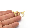 Brass Leaf Charm, 8 Raw Brass Flower Charms With 1 Hole, Findings (25x21x0.80mm) M03271