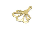 Brass Leaf Charm, 8 Raw Brass Flower Charms With 1 Hole, Findings (25x21x0.80mm) M03271
