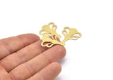 Brass Leaf Blank, 8 Raw Brass Flower Blanks, Findings (25x21x0.80mm) M03266