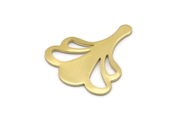 Brass Leaf Blank, 8 Raw Brass Flower Blanks, Findings (25x21x0.80mm) M03266