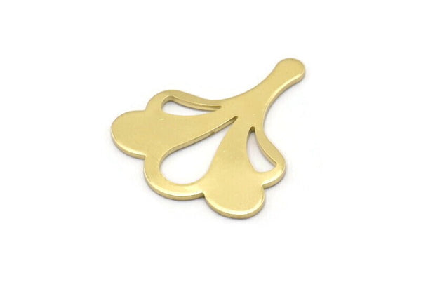 Brass Leaf Blank, 8 Raw Brass Flower Blanks, Findings (25x21x0.80mm) M03267