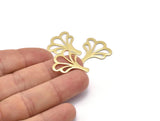 Brass Leaf Blank, 8 Raw Brass Flower Blanks, Findings (25x21x0.80mm) M03270