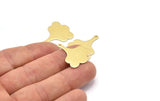 Brass Leaf Charm, 8 Raw Brass Flower Charms With 1 Hole, Findings (25x21x0.80mm) M03268