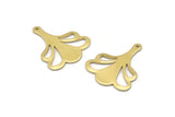 Brass Leaf Charm, 8 Raw Brass Flower Charms With 1 Hole, Findings (25x21x0.80mm) M03272