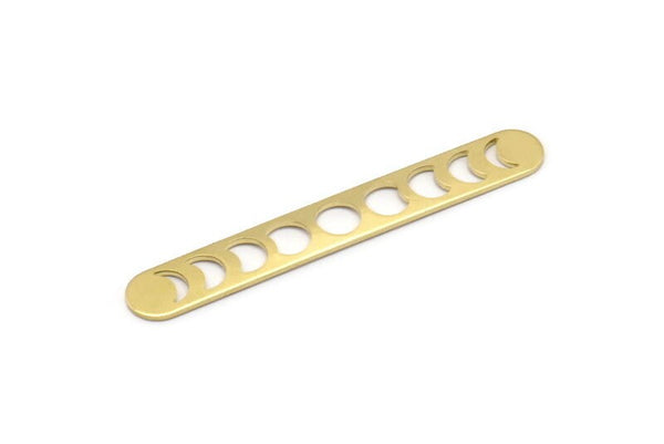 Brass Oval Blank, 6 Raw Brass Moon Phases Shaped Blanks, Oval Bars, Findings (50x7x0.80mm) M03295