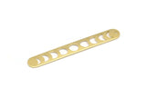 Brass Oval Charm, 6 Raw Brass Moon Phases Charms, Brass Necklace Bar Charms With 1 Hole, Long Bar Pendants (50x7x0.80mm) M03296