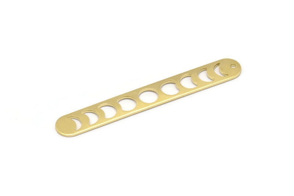Brass Oval Charm, 6 Raw Brass Moon Phases Charms, Brass Necklace Bar Charms With 1 Hole, Long Bar Pendants (50x7x0.80mm) M03296