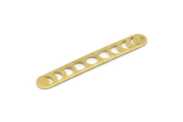 Brass Oval Charm, 6 Textured Raw Brass Moon Phases Charms, Brass Necklace Bar Charms With 1 Hole, Long Bar Pendants (50x7x0.80mm) M03299