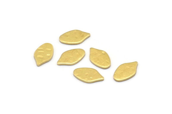 Brass Leaf Blank, 50 Tiny Hammered Raw Brass Leaf Blanks (10x6x0.80mm) M03332