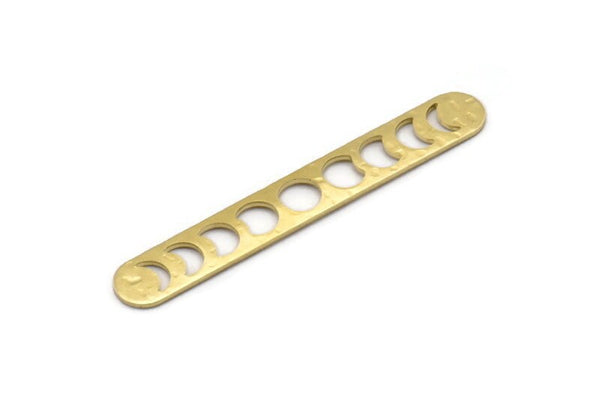 Brass Oval Blank, 6 Hammered Raw Brass Moon Phases Blanks, Oval Bars, Findings (50x7x0.80mm) M03319
