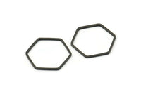 Black Hexagon Ring Charm, 25 Oxidized Brass Black Hexagon Shaped Ring Charms (18x0.8mm) Bs 1174 S205