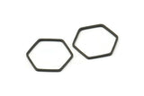 Black Hexagon Ring Charm, 25 Oxidized Brass Black Hexagon Shaped Ring Charms (18x0.8mm) Bs 1174 S205