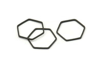 Black Hexagon Ring Charm, 25 Oxidized Brass Black Hexagon Shaped Ring Charms (18x0.8mm) Bs 1174 S205