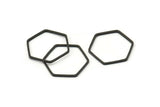 Black Hexagon Ring Charm, 25 Oxidized Brass Black Hexagon Shaped Ring Charms (18x0.8mm) Bs 1174 S205