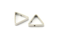 Silver Triangle Charm, 12 Silver Tone Triangles with 2 Holes (14x2.5x0.6mm) BS 2407
