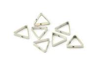 Silver Triangle Charm, 12 Silver Tone Triangles with 2 Holes (14x2.5x0.6mm) BS 2407