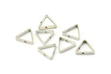 Silver Triangle Charm, 12 Silver Tone Triangles with 2 Holes (14x2.5x0.6mm) BS 2407