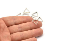 Silver Triangle Charm, 12 Silver Tone Triangles with 2 Holes (14x2.5x0.6mm) BS 2407
