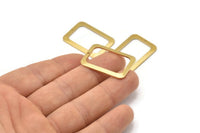 Brass Rectangle Charm, 8 Raw Brass Rectangle Charms With 1 Hole Earrings, Findings (30x21x1mm) D1157