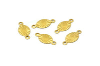 Sun Brass Connector, 50 Oval Raw Brass Connectors Charms With 2 Holes (16x7mm) A0123