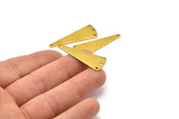 Brass Triangle Charm, 12 Raw Brass Triangle Stamping Blanks With 4 Holes, Earrings, Findings (37x14x0.80mm) A1154