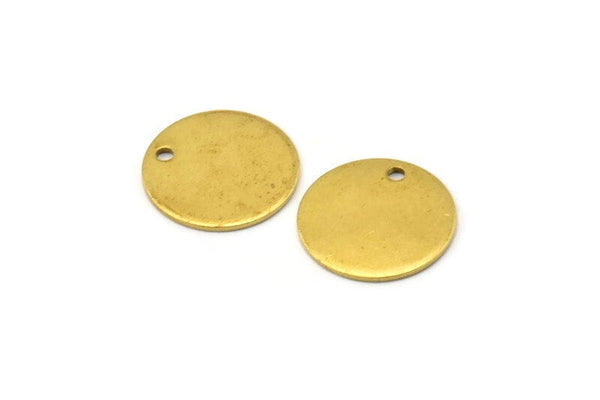 Brass 15mm Disc, 12 Raw Brass Round Stamping Blanks, Tags With 1 Hole (15x0.80mm) A0860