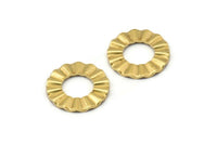 Brass Ring Charm, 12 Raw Brass Wavy Round Connectors Without Hole, Findings (18x1mm) D893