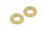 Brass Ring Charm, 12 Raw Brass Wavy Round Connectors Without Hole, Findings (18x1mm) D893