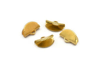 Brass Ribbon Crimp, 50 Raw Brass Ribbon Crimp Ends With 1 Loop, Findings (13x8mm) D1164