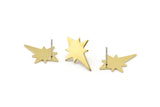 Brass North Star Earring, 8 Raw Brass Pole Star Stud Earrings (20x15x0.80mm) M02482 A0562